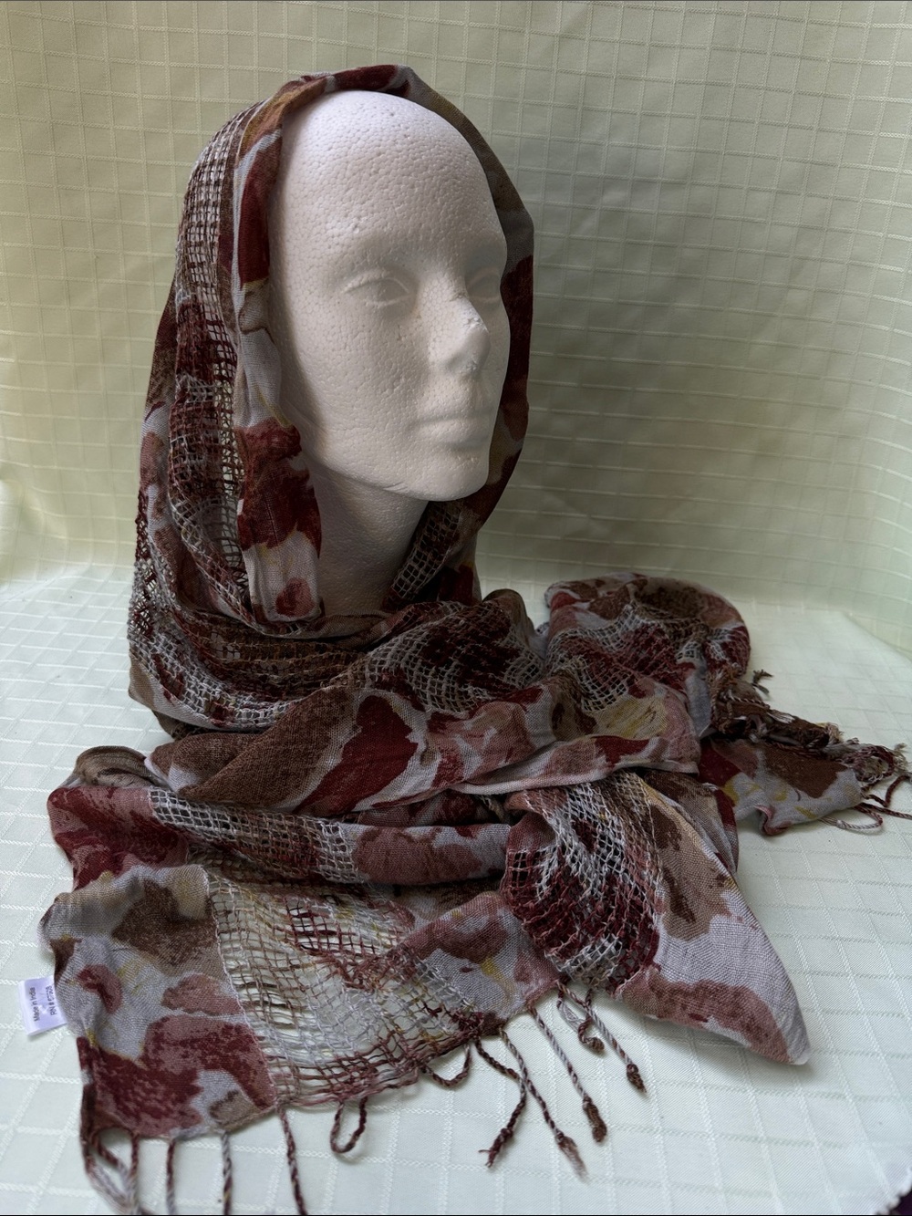 Vintage Multicolored Rayon Long Scarf